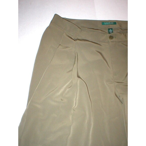 New Womens Office Dress Shorts 14 Olive Green Silky Ralph Lauren Work NWT Long - Picture 3 of 6